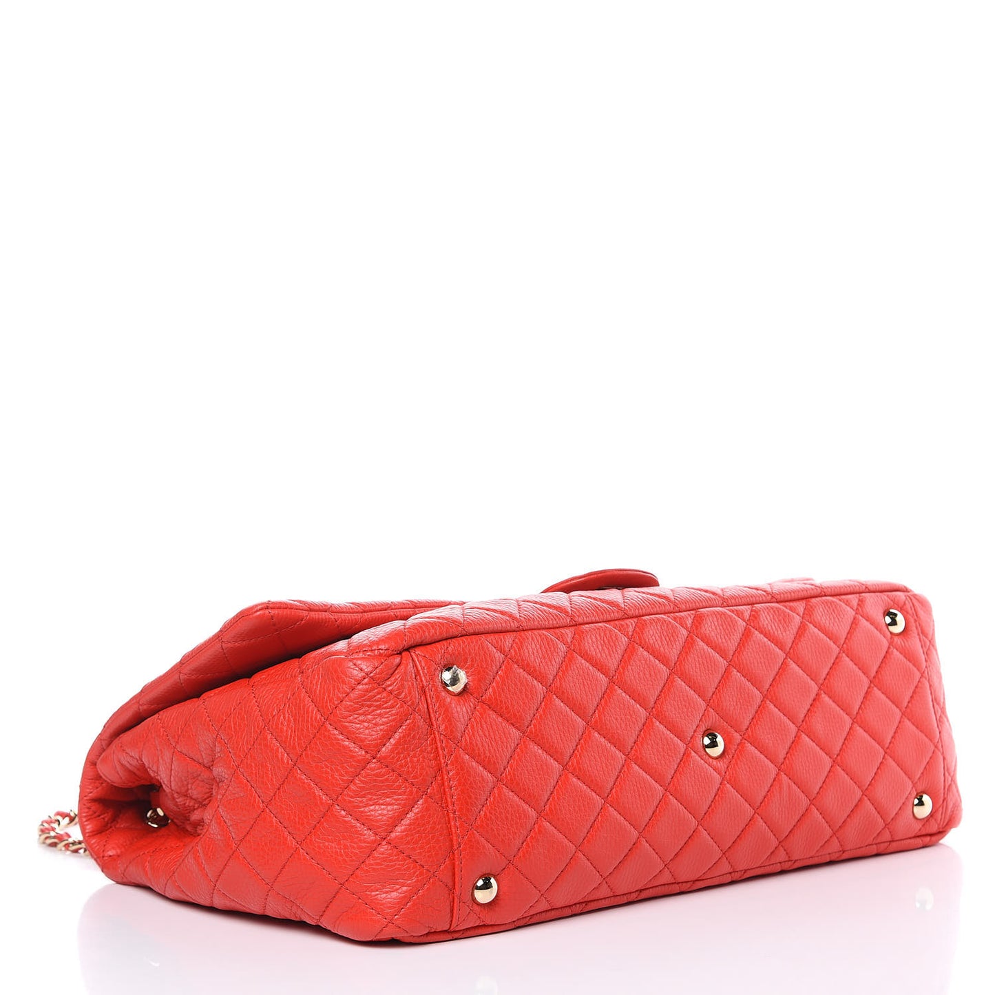Calfskin Quilted XXL Travel Flap Bag Red