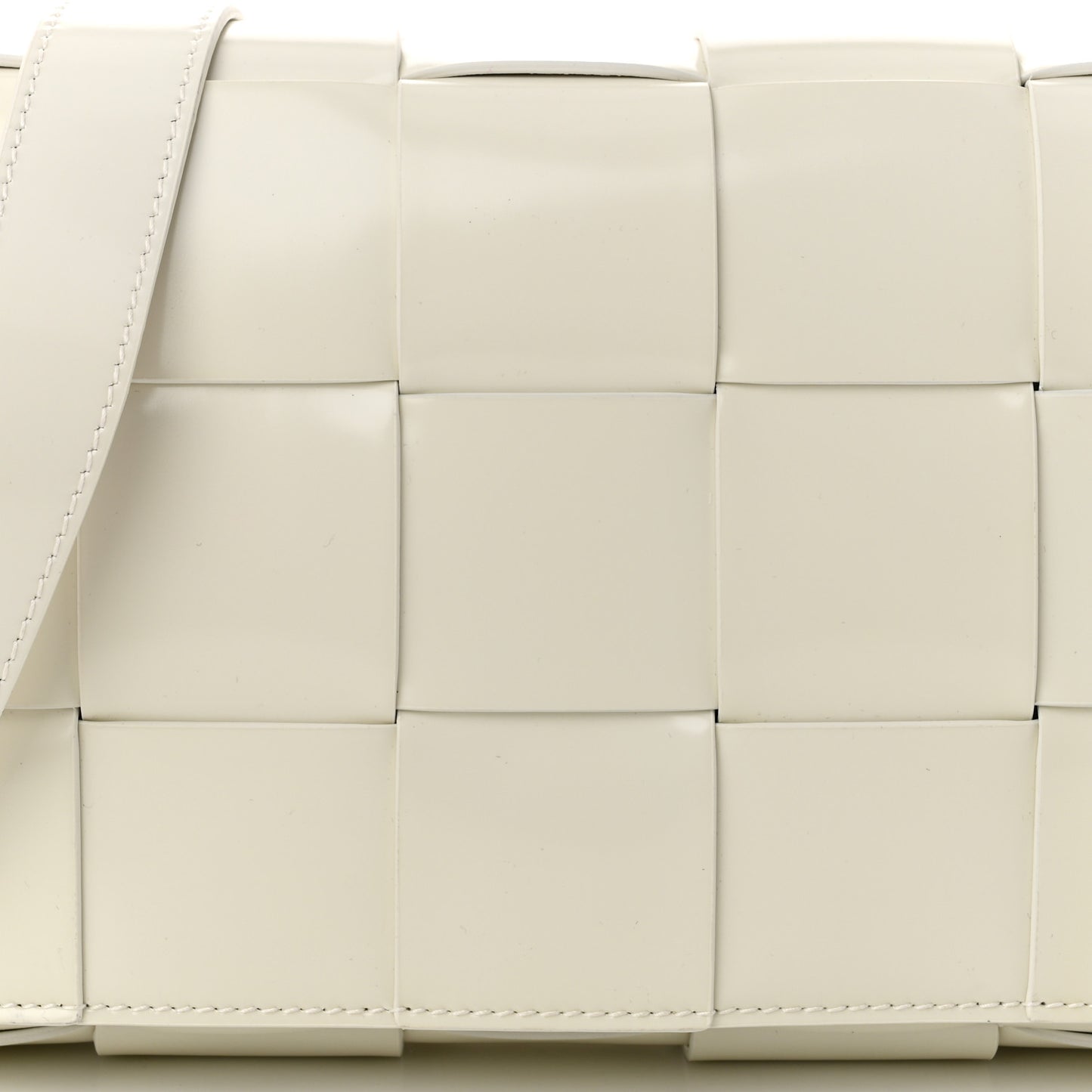 Patent Maxi Intrecciato Cassette Crossbody Bag White