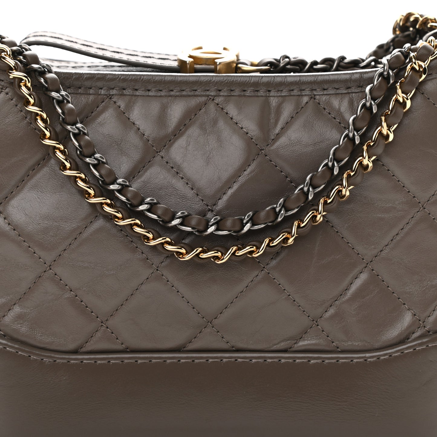 Aged Calfskin Quilted Small Gabrielle Hobo Grey