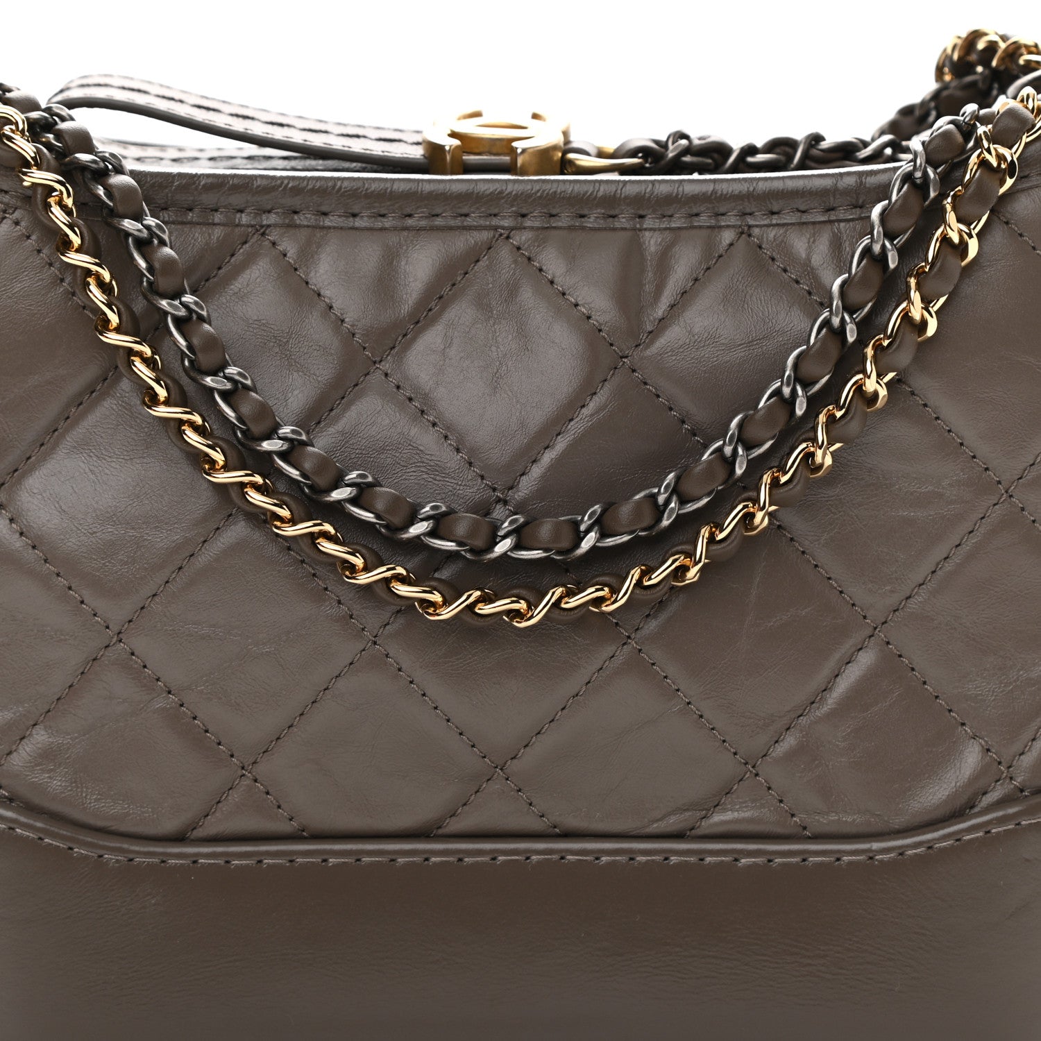 Chanel Aged Calfskin Quilted Small Gabrielle Hobo Grey 8 of 10