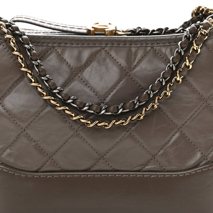Chanel Aged Calfskin Quilted Small Gabrielle Hobo Grey 8 of 10