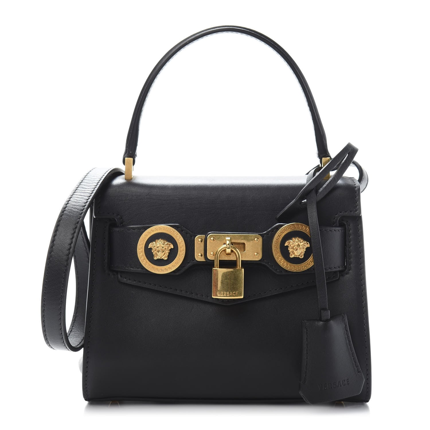 Versace Calfskin Small Icon Handbag Black 1 of 14