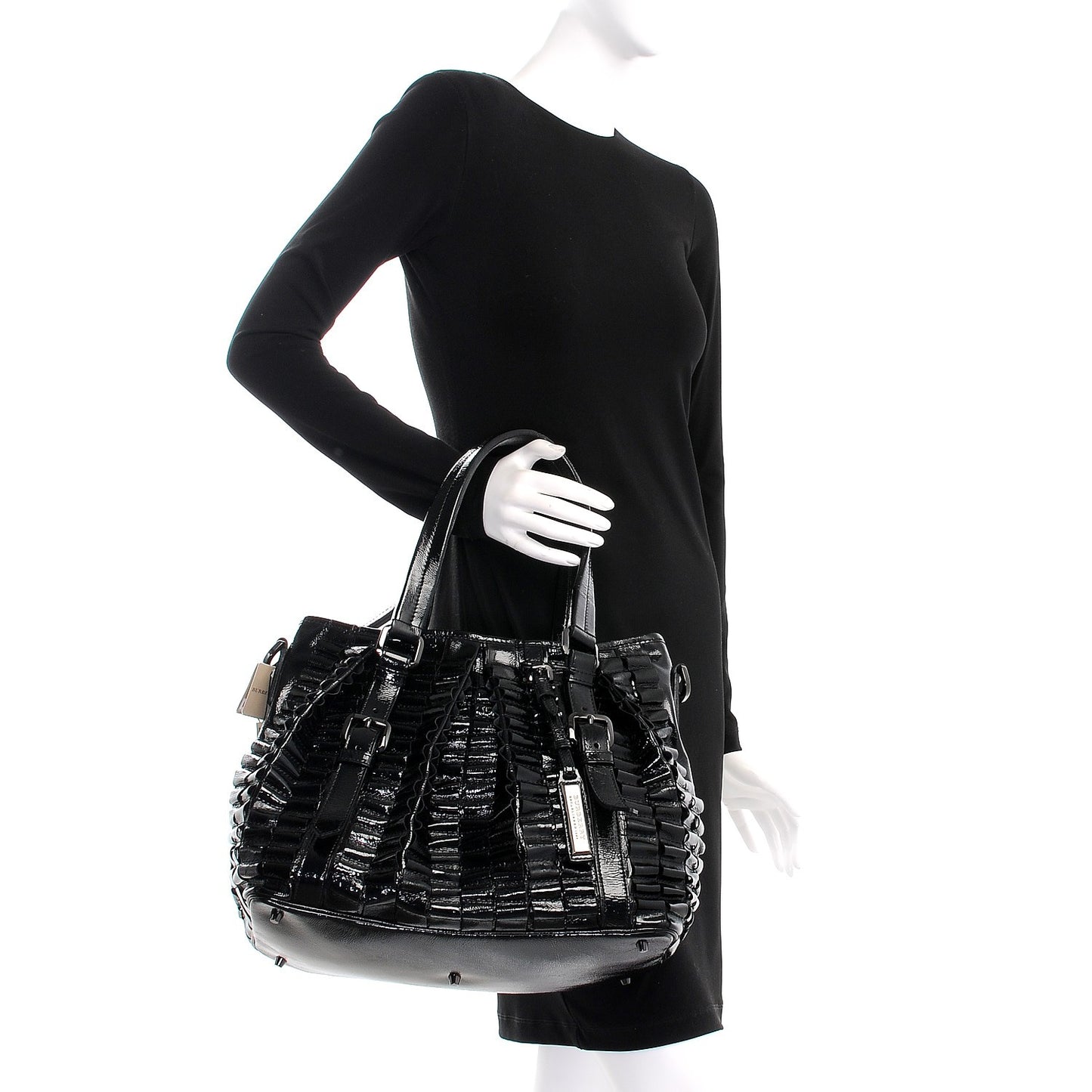 Patent Ruffled Medium Lowry Black