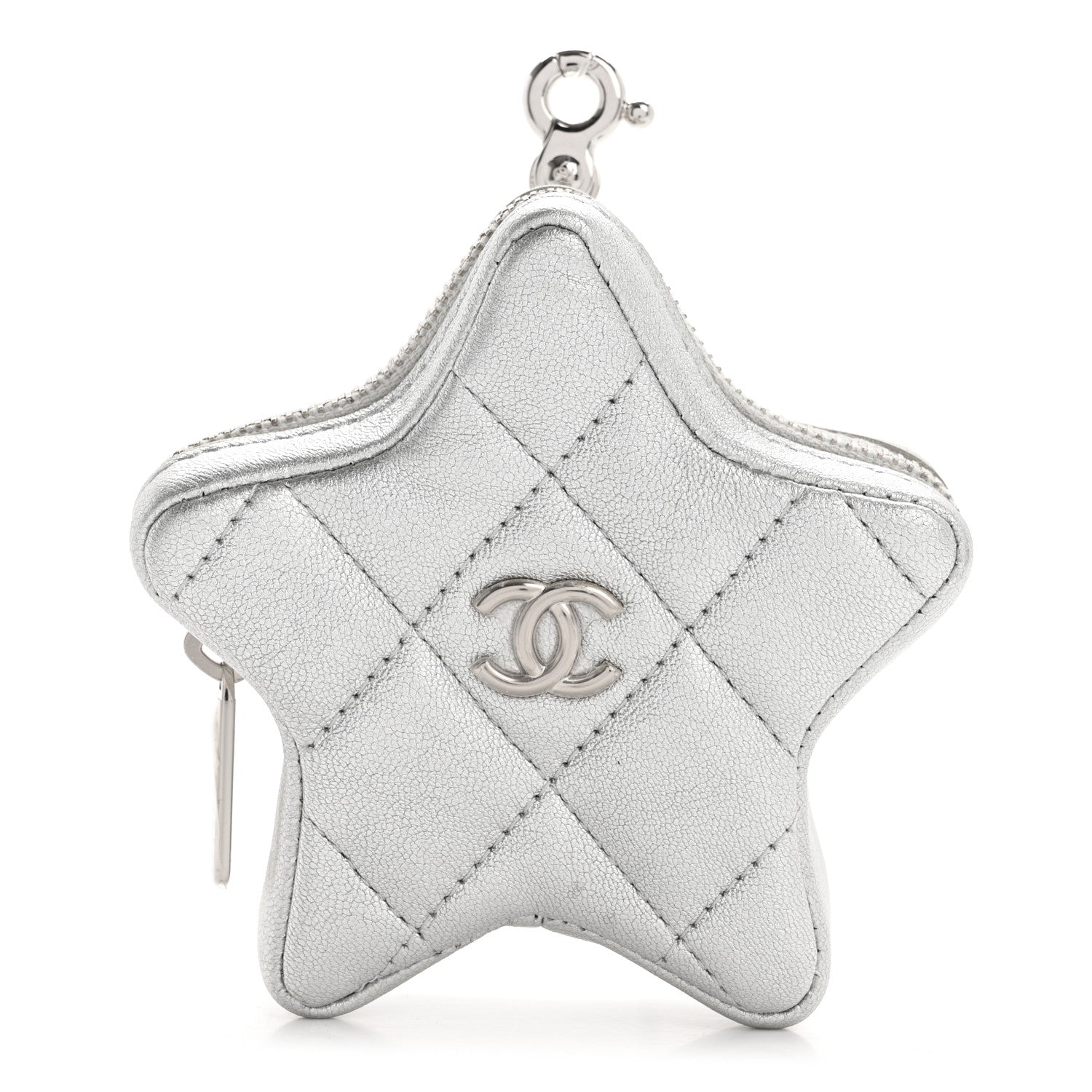 Chanel Metallic Lambskin Walk Of Fame Star Clip On Coin Purse Silver 1 of 7