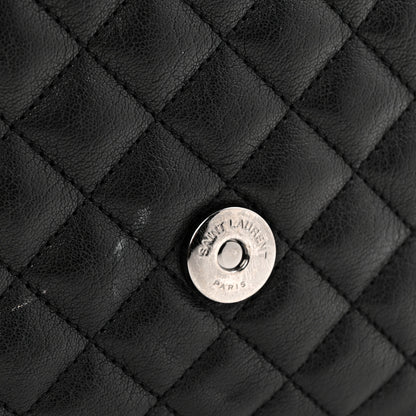 Saint Laurent Sheepskin Mixed Matelasse Triquilt Medium Monogram Monochrome College Bag Black 11 of 11