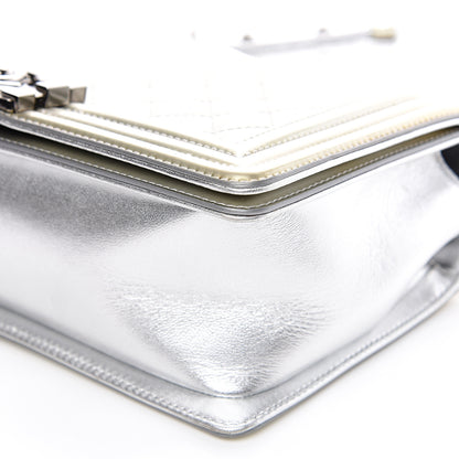 Chanel Metallic Patent Calfskin Quilted Medium Boy Flap Silver 9 of 14