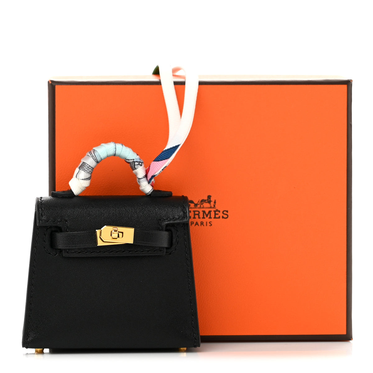 Hermes Tadelakt Mini Kelly Twilly Bag Charm Black 7 of 7