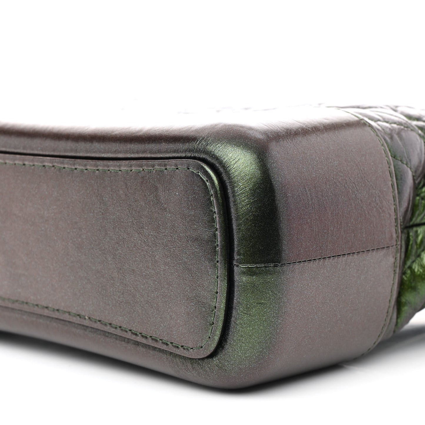 Metallic Aged Calfskin Chevron Quilted Medium Gabrielle Hobo Green