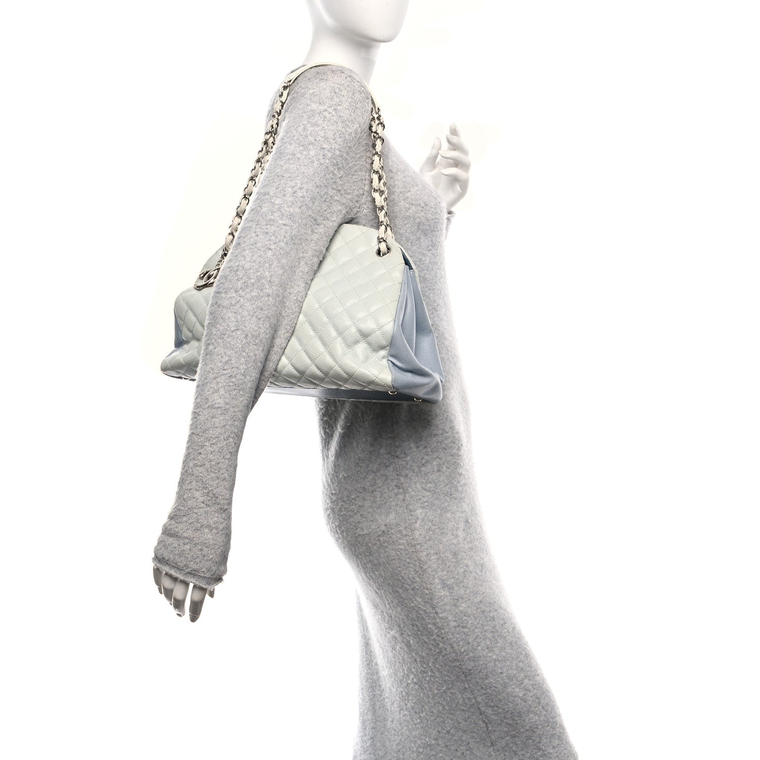 Chanel Caviar Quilted Large Just Mademoiselle Bowling Bag Light Blue 2 of 10