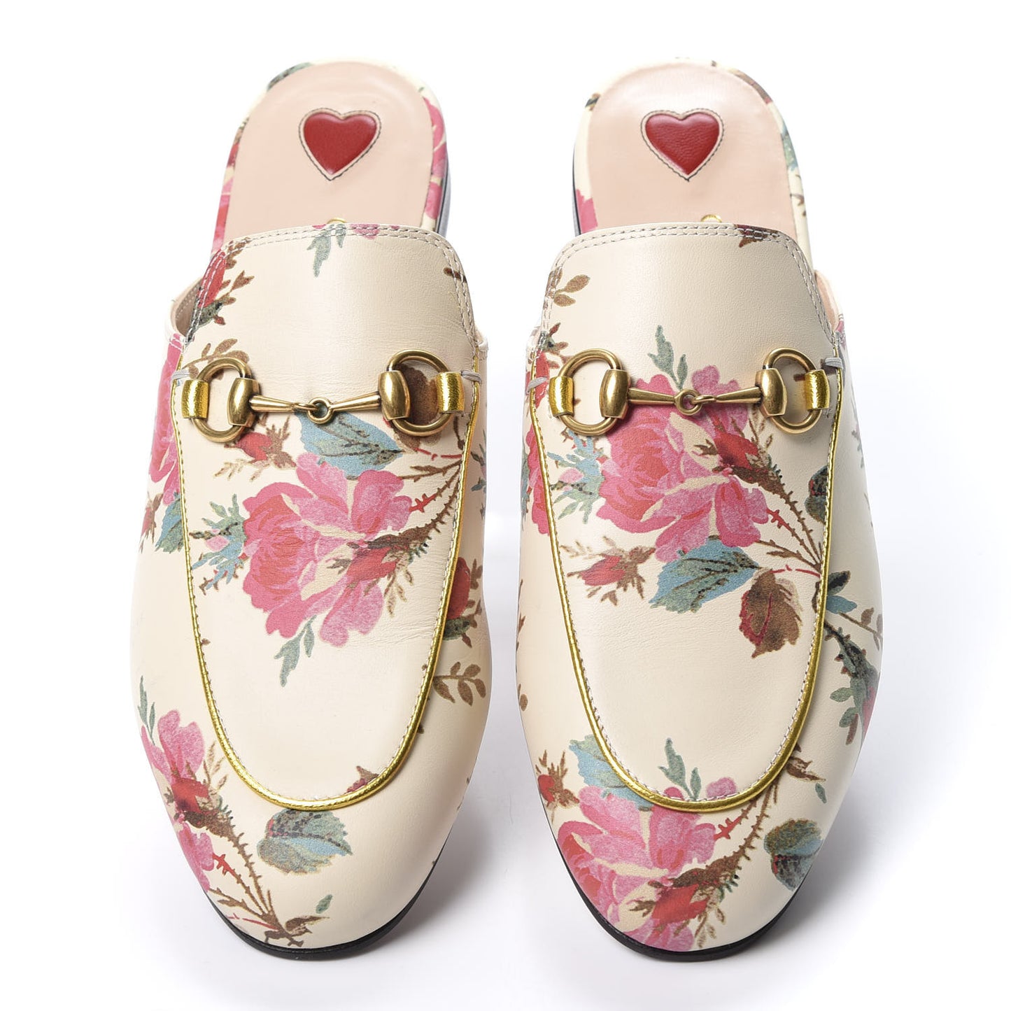 Calfskin Stamp Allover Rose Princetown Slippers 36 Ivory Multicolor