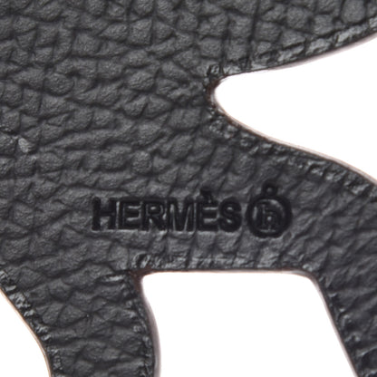 Hermes Togo Epsom Petit H Monkey Bag Charm Rouge Casaque Black 3 of 3