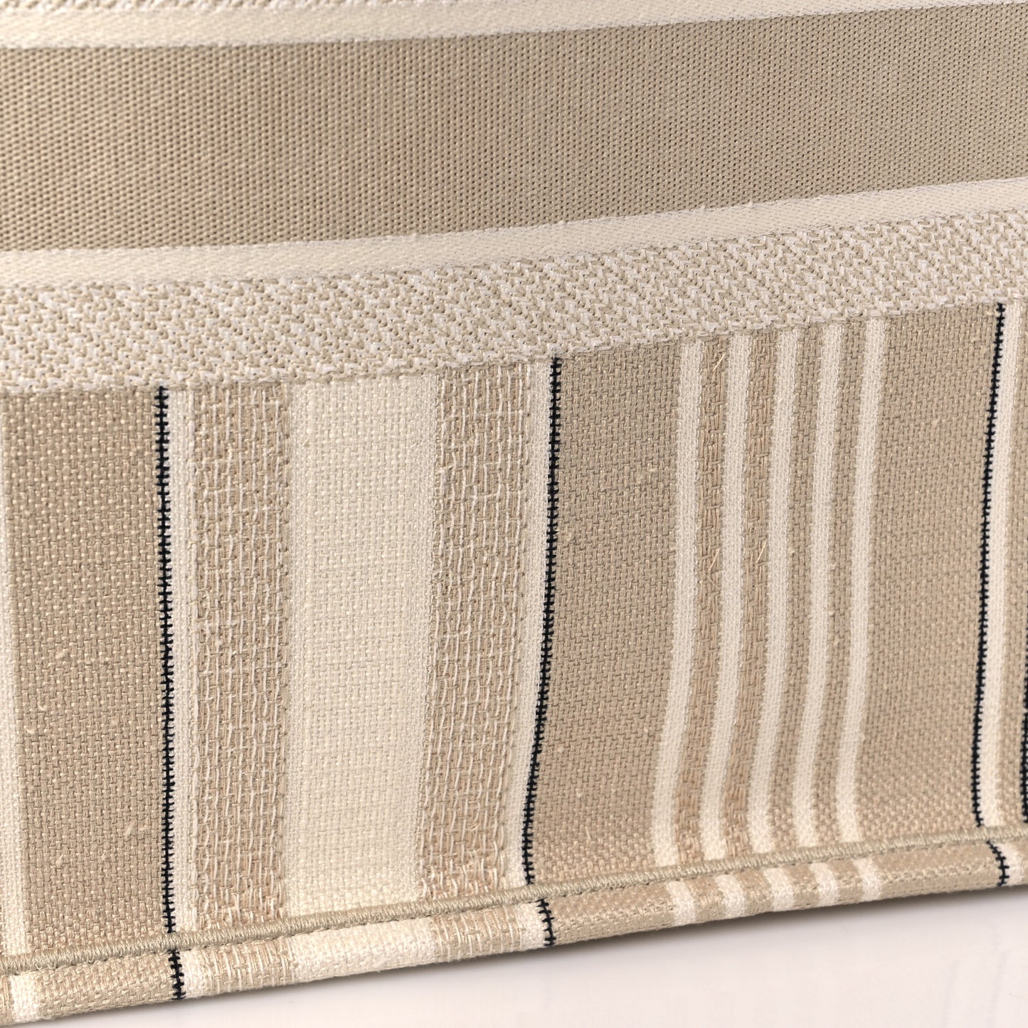 Canvas Embroidered Large Stripes Book Tote Beige