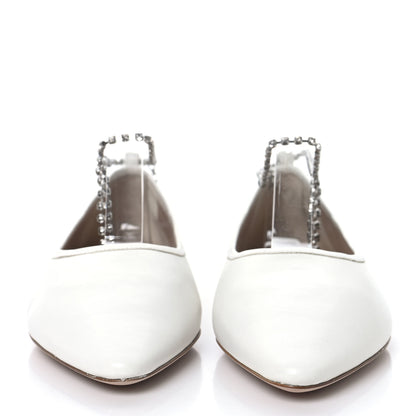 Miu Miu Nappa Crystal Ankle Strap Ballerina Flats 35 White 3 of 9