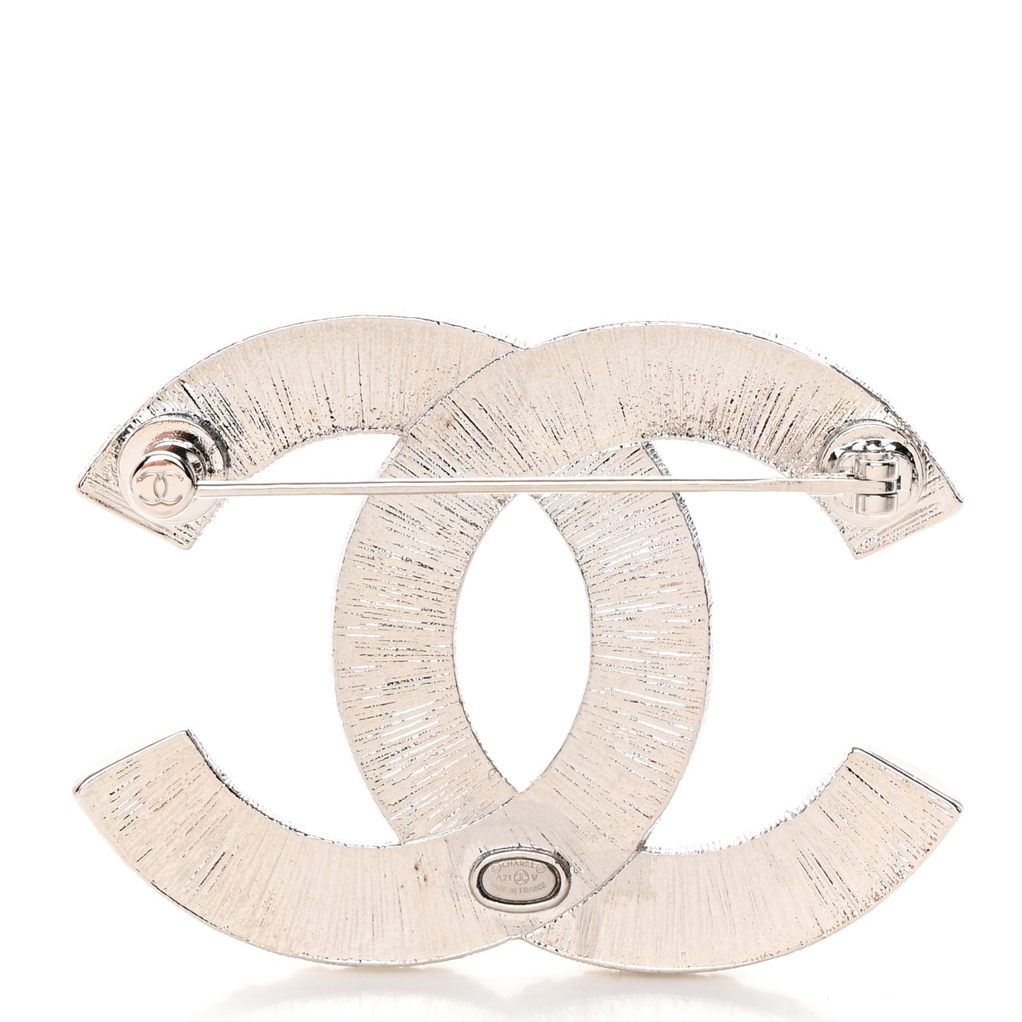 Baguette Crystal CC Brooch Silver