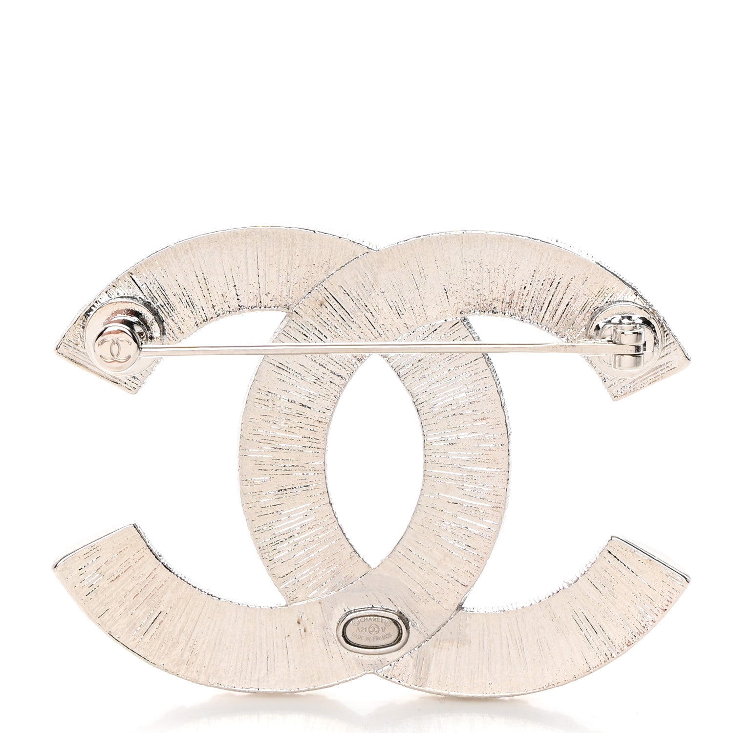 Chanel Baguette Crystal CC Brooch Silver 3 of 5
