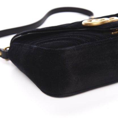 Gucci Velvet Matelasse Small GG Marmont Shoulder Bag Black 8 of 10