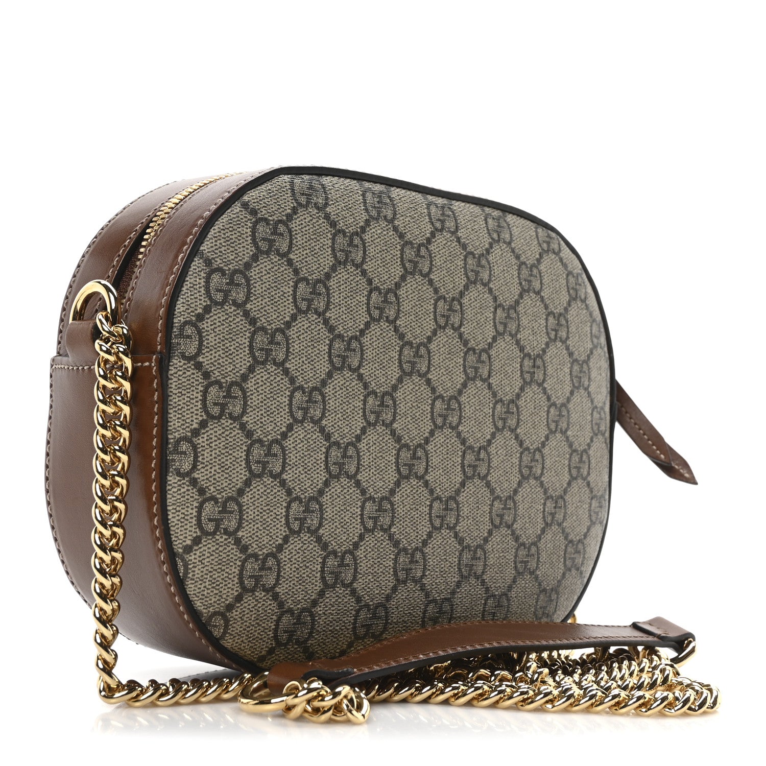 Gucci GG Supreme Monogram Cuoio Toscano Mini Chain Shoulder Bag Beige Ebony Cuir 3 of 10