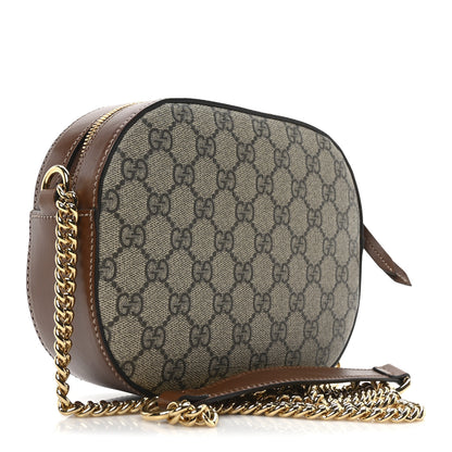 Gucci GG Supreme Monogram Cuoio Toscano Mini Chain Shoulder Bag Beige Ebony Cuir 3 of 10