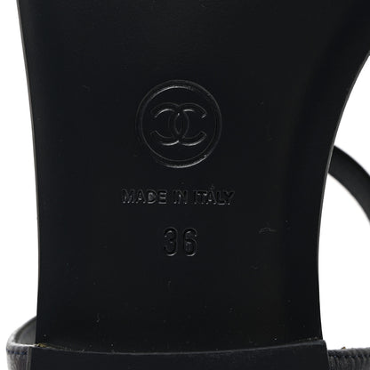 Chanel Lambskin Crystal CC Thong Sandals 37 Navy Blue 7 of 9