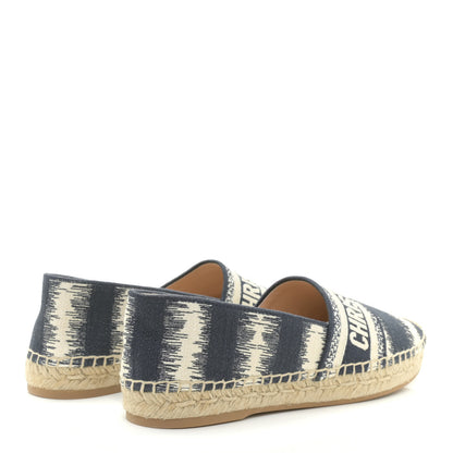 Christian Dior Cotton D-Stripes Embroidered Granville 15mm Espadrilles 37 Deep Blue 4 of 10