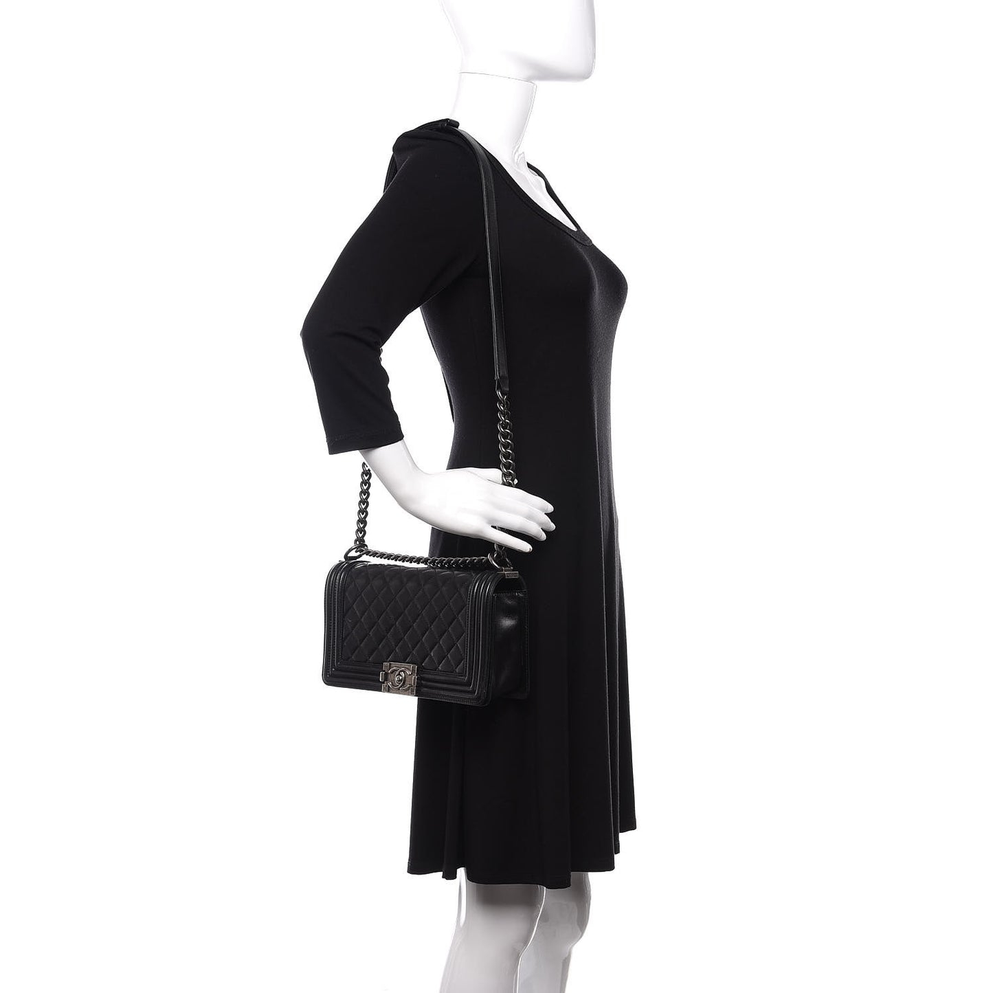 Lambskin Quilted Medium Boy Flap Black