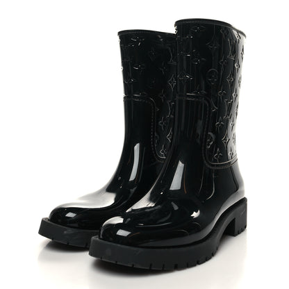 Louis Vuitton Rubber Embossed Monogram Splash Rain Short Boots 40 Black 3 of 9