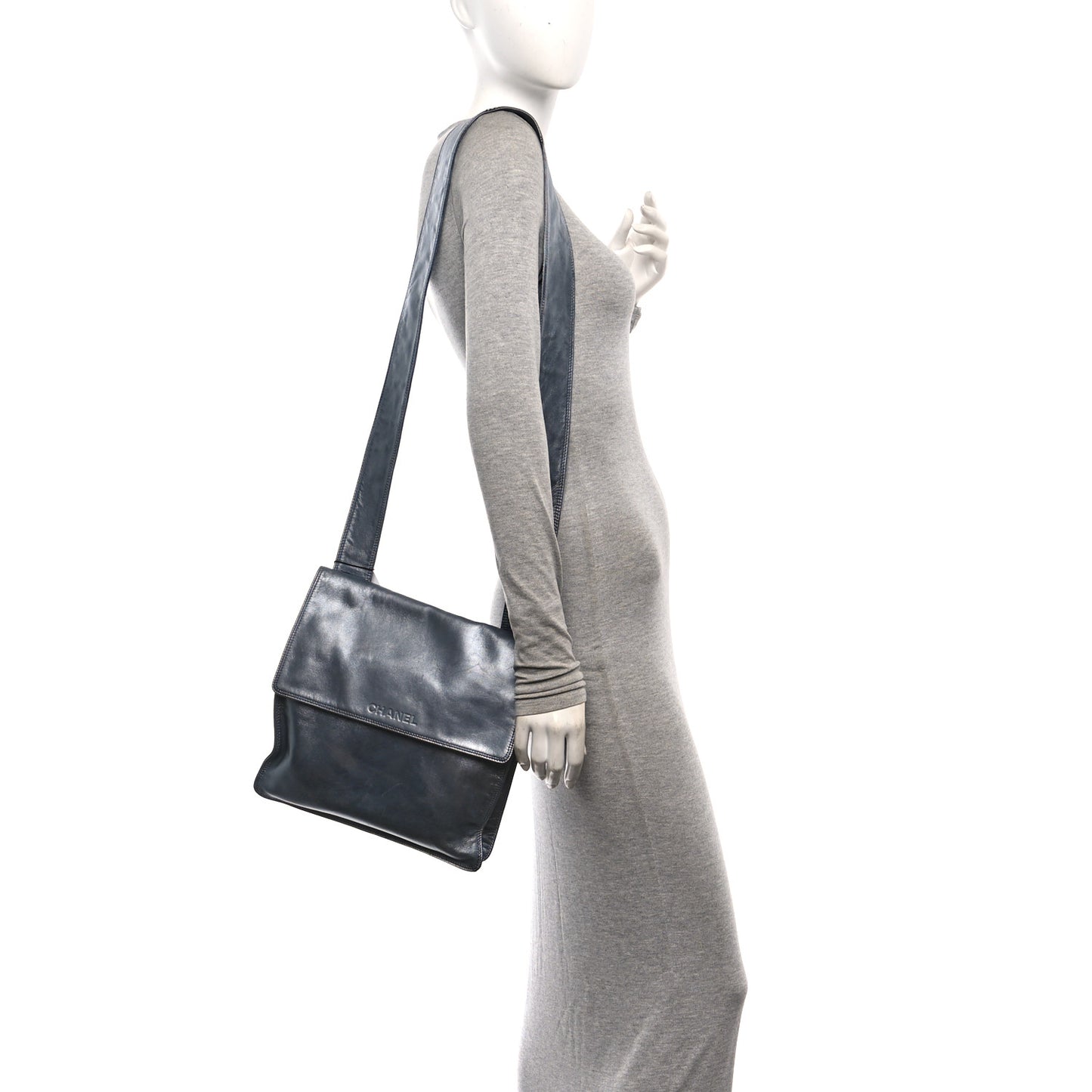 Metallic Lambskin Logo Messenger Silver