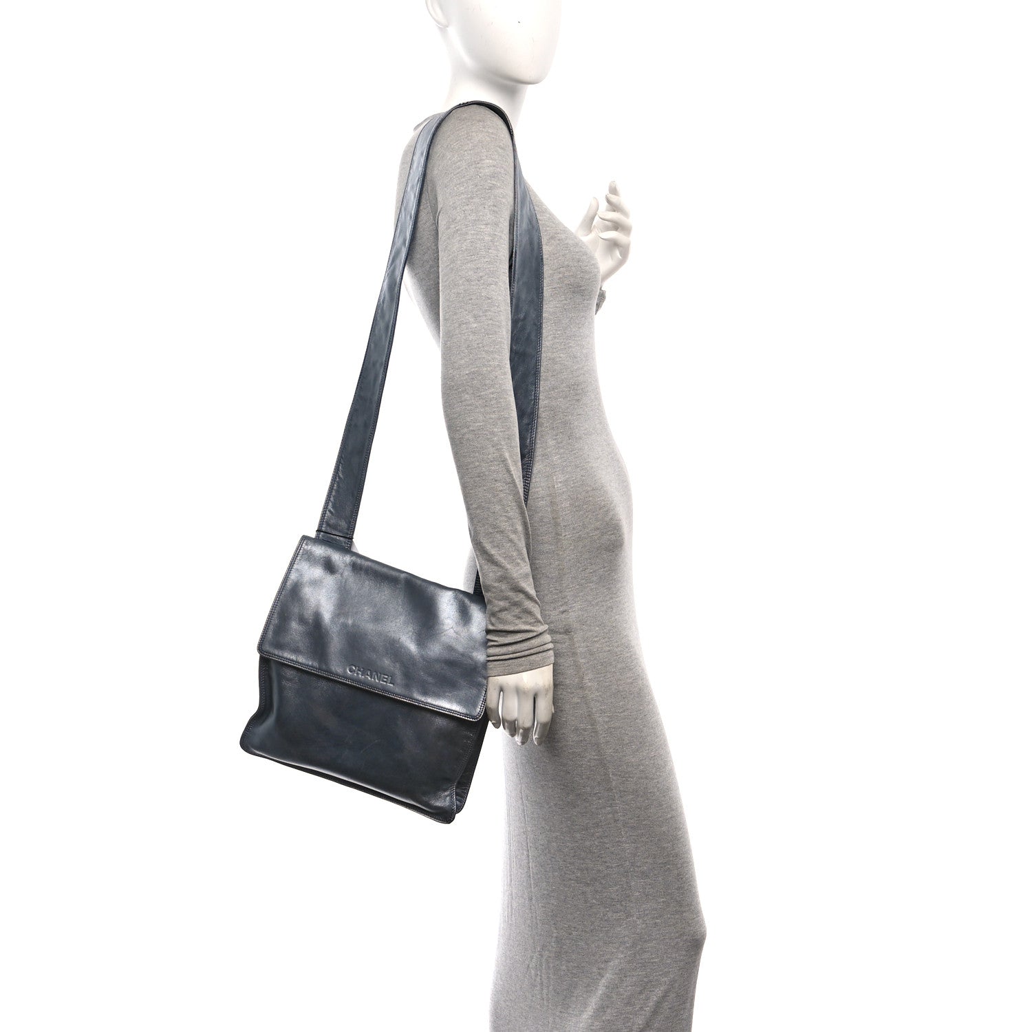 Chanel Metallic Lambskin Logo Messenger Silver 2 of 10