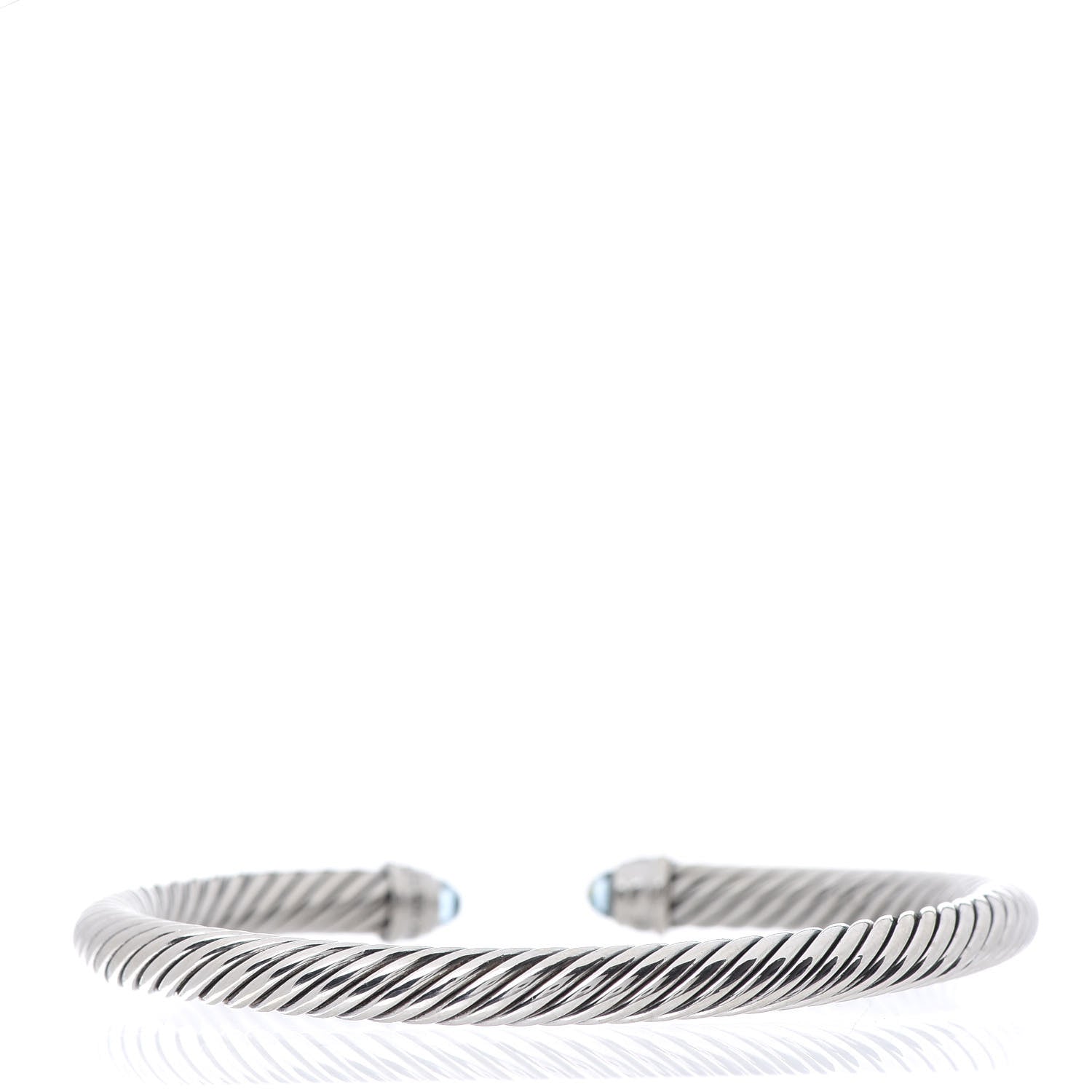David Yurman Sterling Silver Diamond Blue Topaz 5mm Cable Classics Bracelet 3 of 4