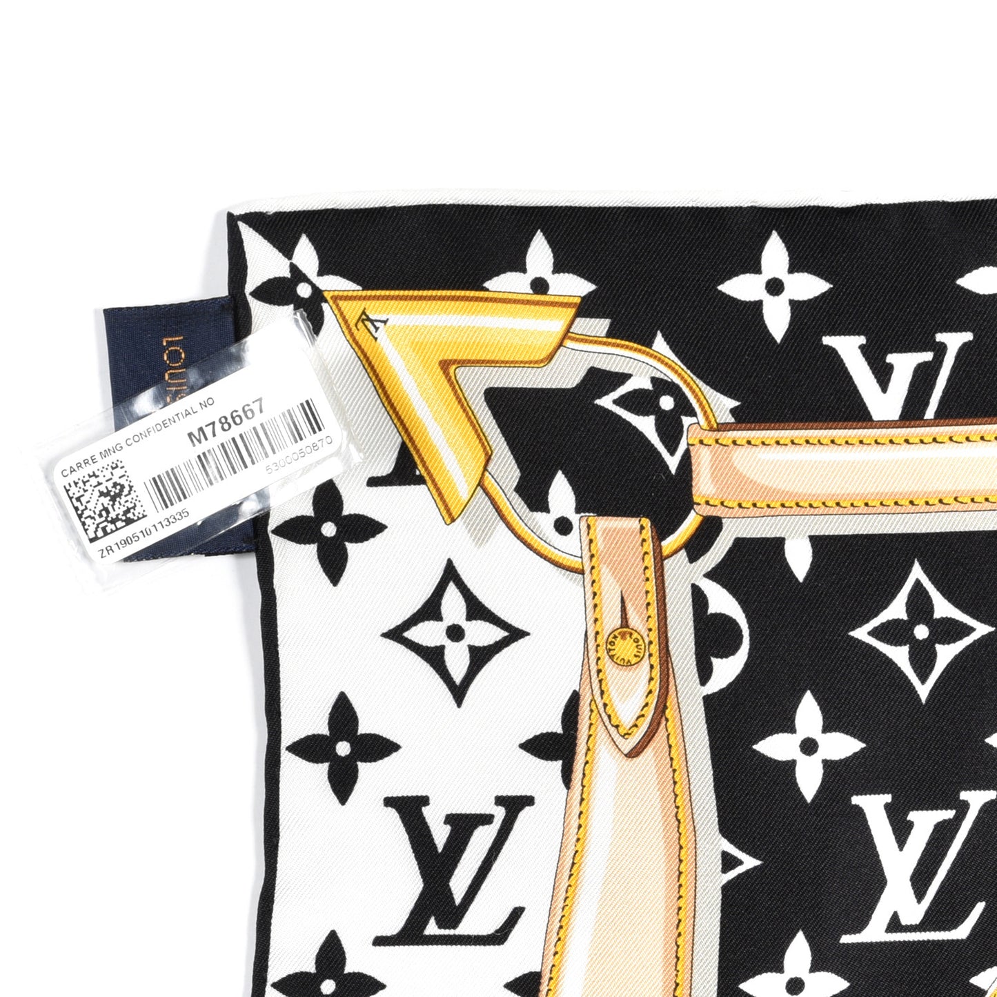 Silk Monogram Confidential Square Scarf Black