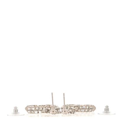 Chanel Baguette Crystal CC Drop Earrings Silver 3 of 5