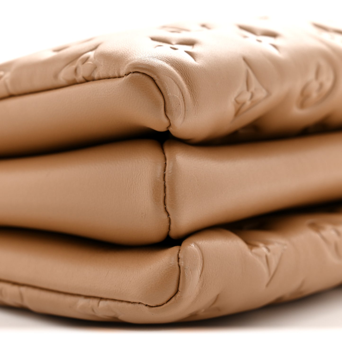 Lambskin Embossed Monogram Coussin PM Camel