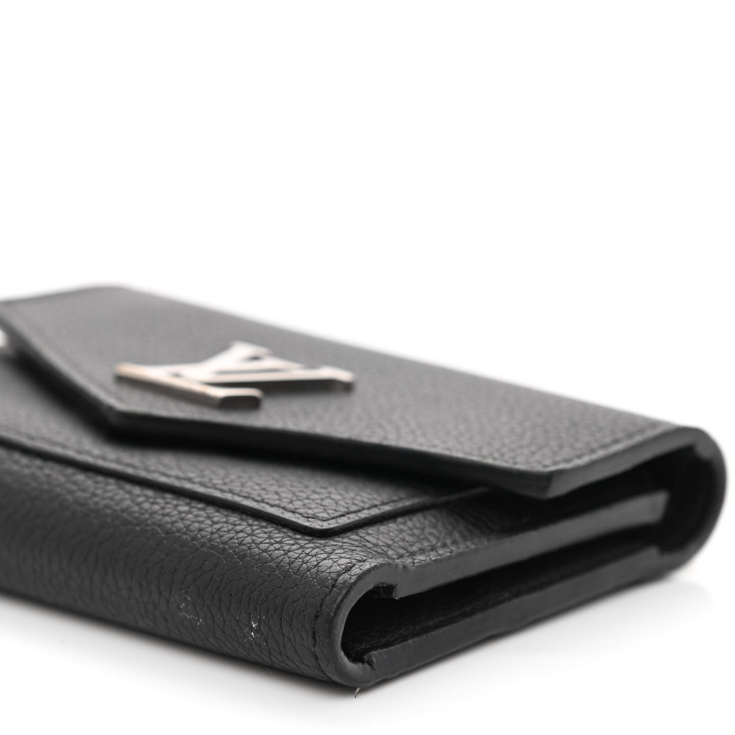 Soft Calfskin My Lockme Compact Wallet Black