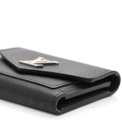 Louis Vuitton Soft Calfskin My Lockme Compact Wallet Black 9 of 10