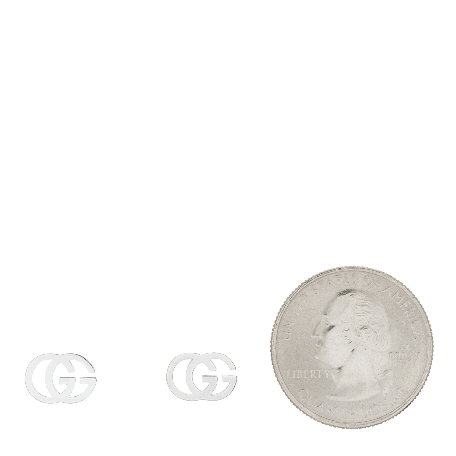 Gucci 18K White Gold GG Tissue Stud Earrings 2 of 6