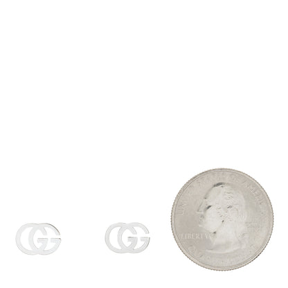 Gucci 18K White Gold GG Tissue Stud Earrings 2 of 6