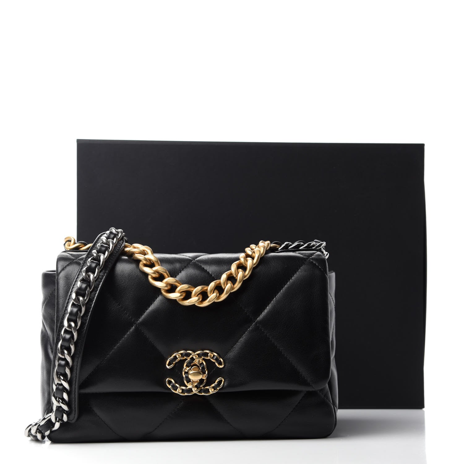 Chanel Lambskin Quilted Medium 19 Flap Black 11 of 11