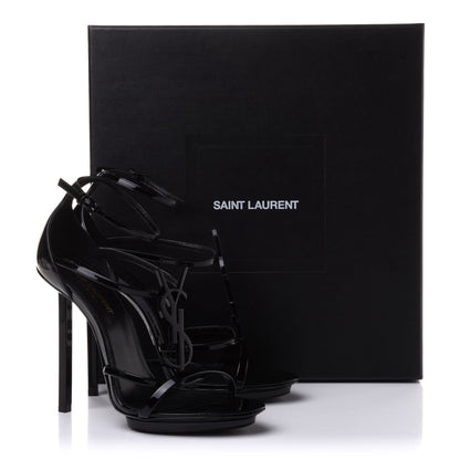 Saint Laurent Patent Cassandra 110 Ankle Strap Sandals 38.5 Black 8 of 8