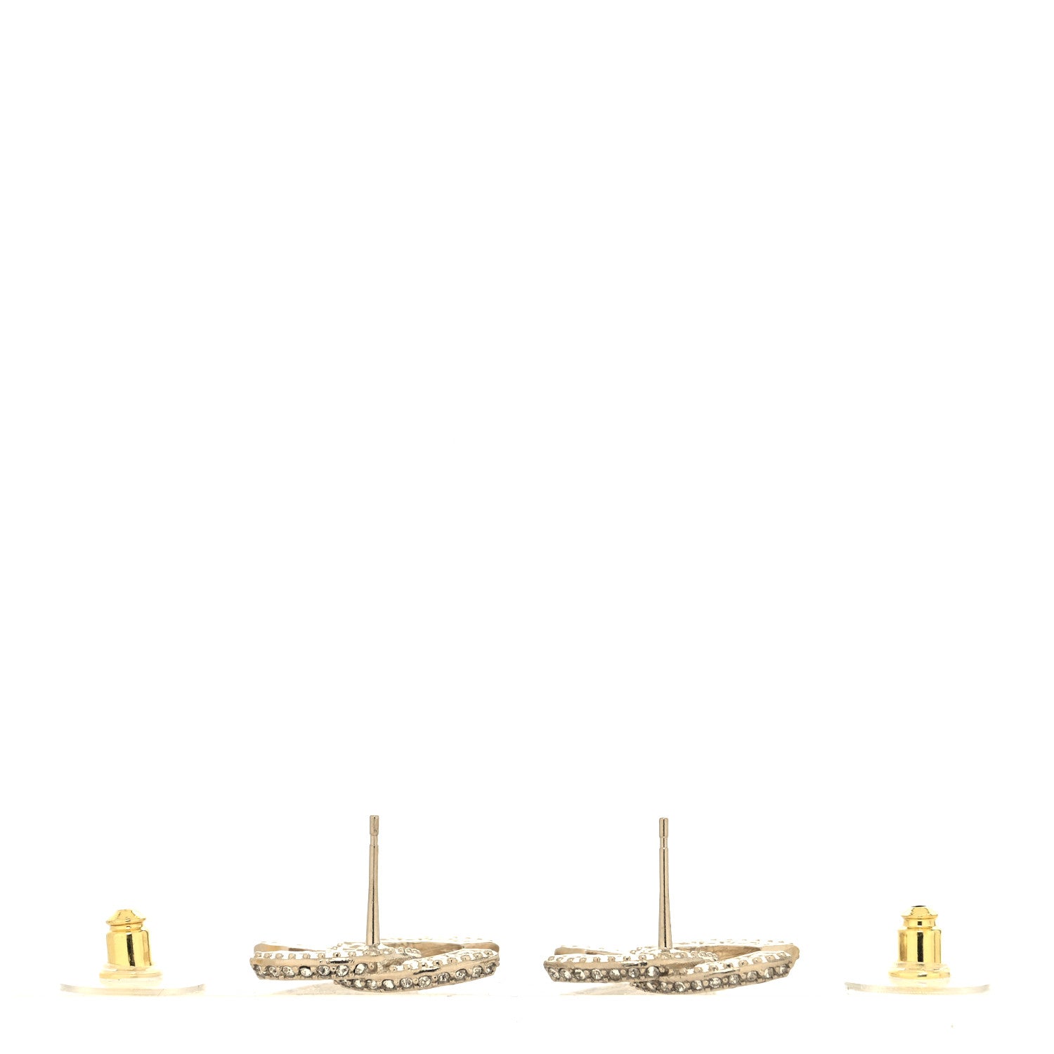Chanel Crystal Timeless CC Earrings Light Gold 3 of 4