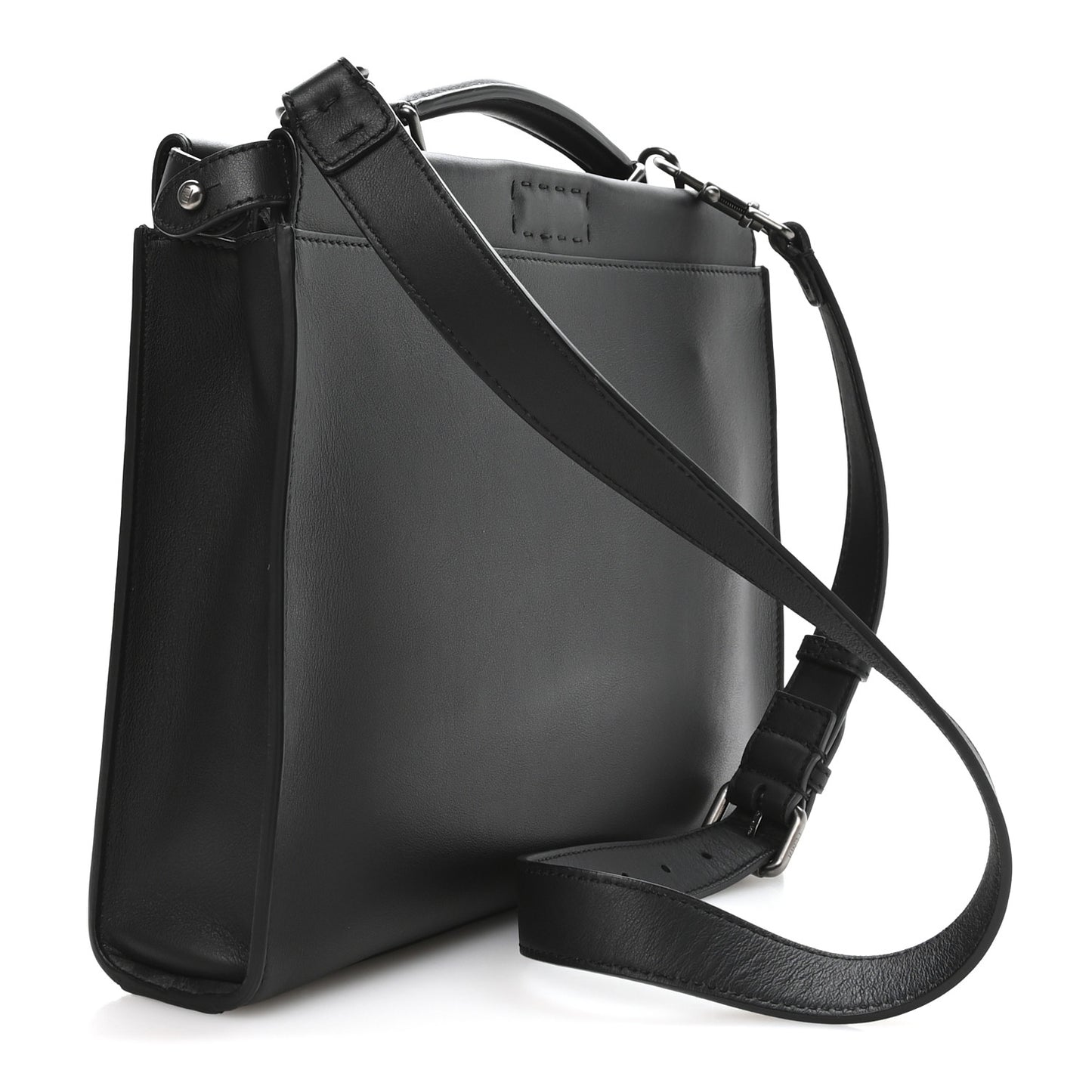 Vitello Grace FF 1974 Embossed Large Peekaboo Iconic Fit Satchel Black