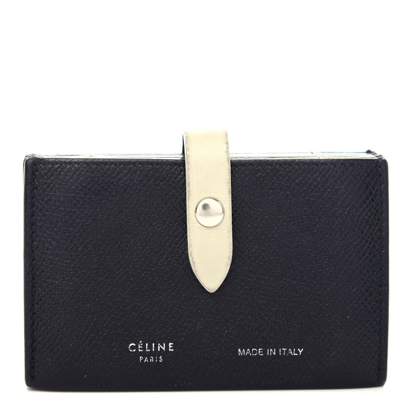 Grained Shiny Calfskin Accordion Card Holder Black Chalk