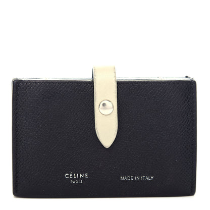 Celine Grained Shiny Calfskin Accordion Card Holder Black Chalk 1 of 6