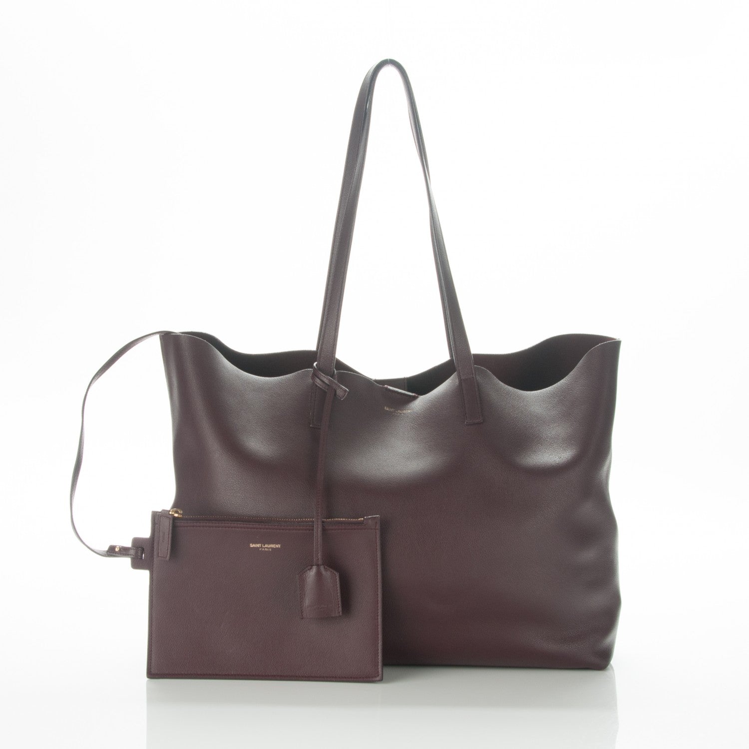 Saint Laurent Calfskin Large Shopping Tote Bordeaux 3 of 8