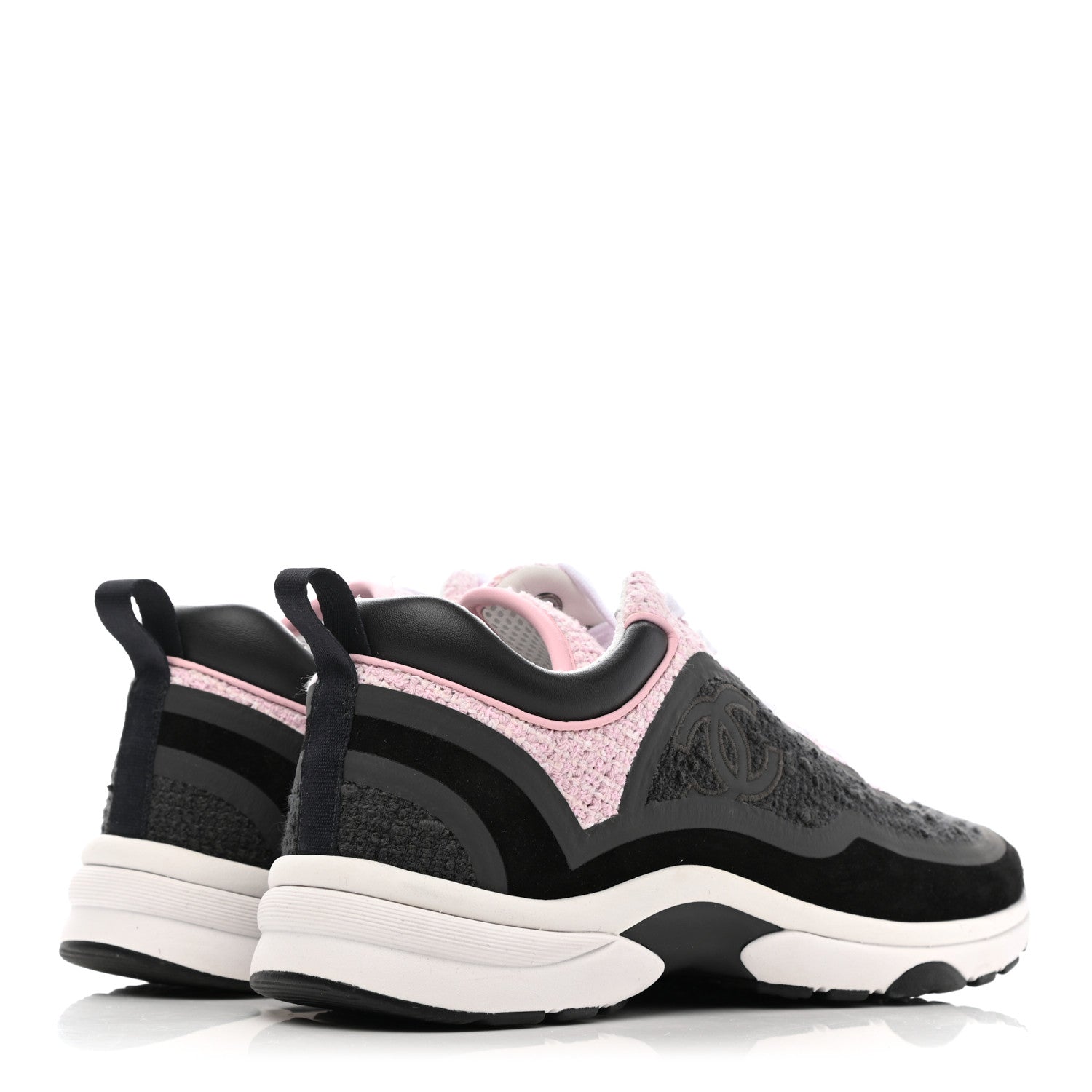 Chanel Tweed Suede Calfskin CC Sneakers 38 Gray Pink 4 of 8