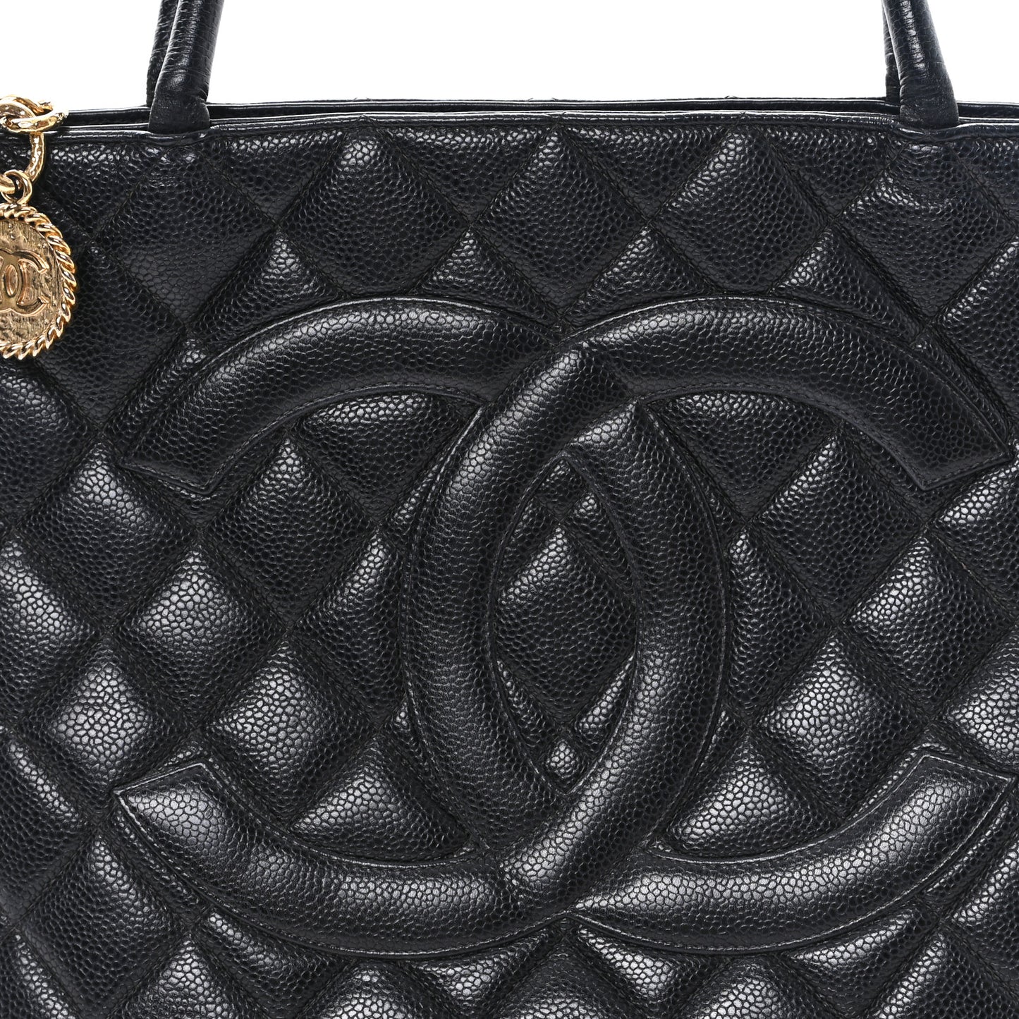 Caviar Quilted Medallion Tote Black