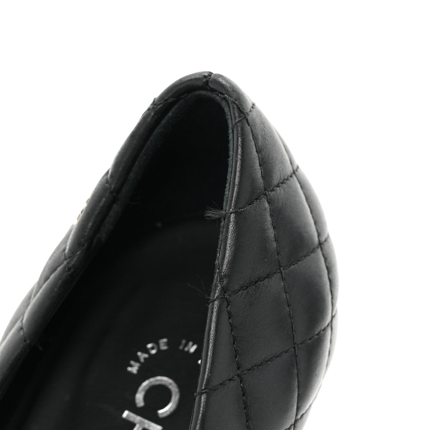 Chanel Lambskin Grosgrain Quilted Cap Toe CC Pumps 37.5 Black 11 of 11