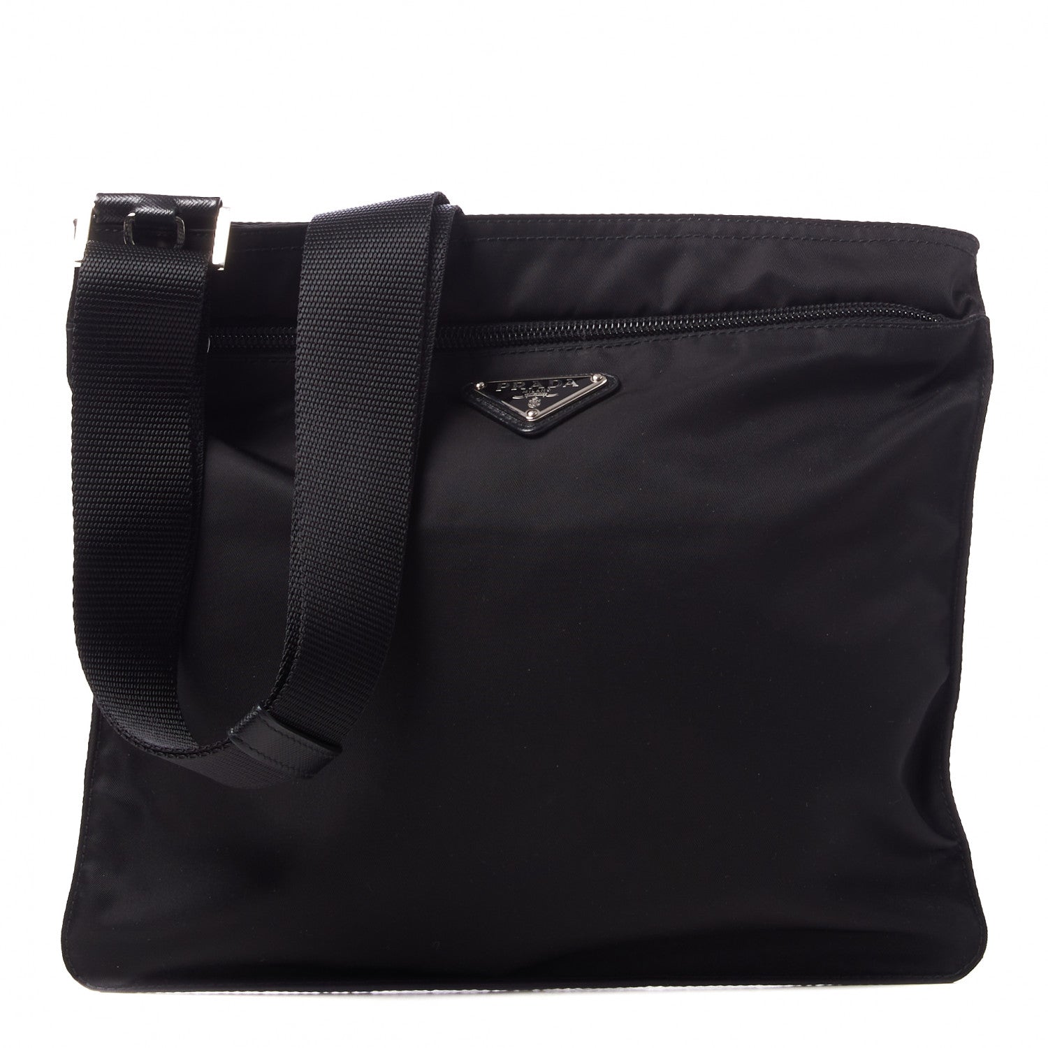 Prada Nylon Vela Flat Messenger Bag Black 1 of 8