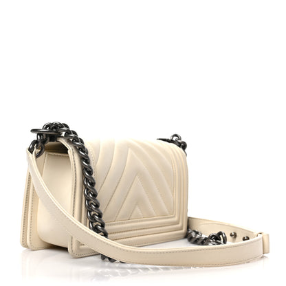Chanel Calfskin Chevron Quilted Small Boy Flap White 3 of 9