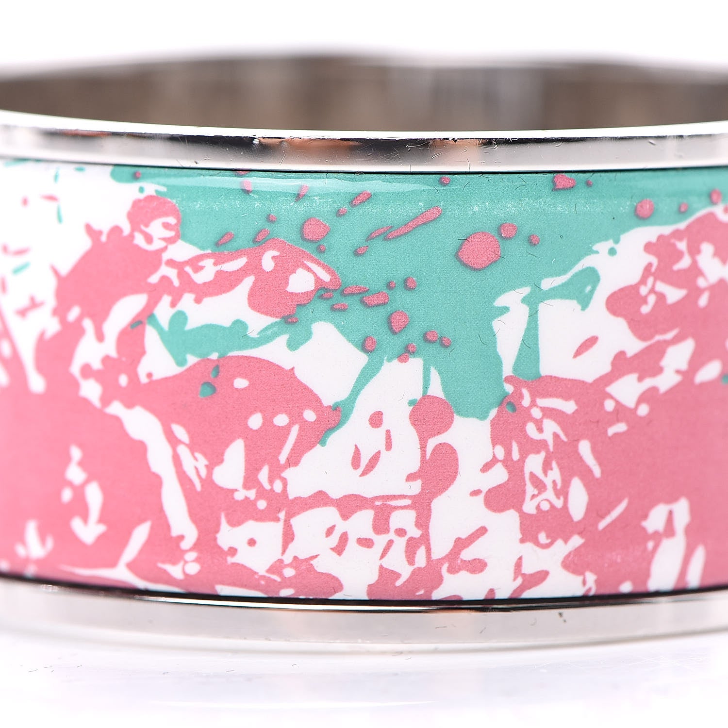 Hermes Enamel Printed Wide Cheval Surprise Hinged Bracelet S Baroque 6 of 7