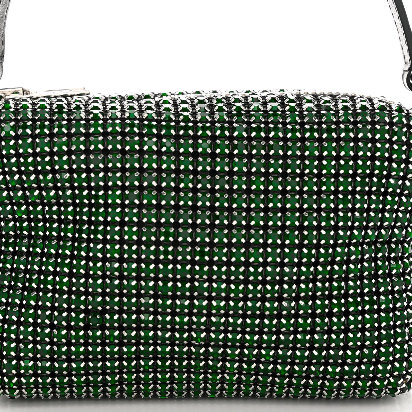Mesh Crystal Rhinestone Mini Heiress Pouch Emerald Green